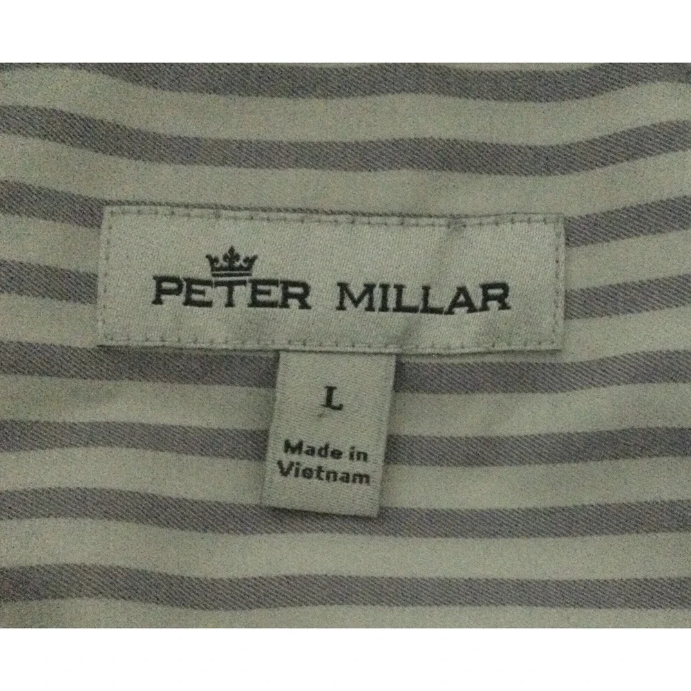 Vtg Peter Millar Shirt Men Size Large Purple white striped Button Up Long Sleeve - Picture 4 of 11